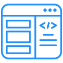 Usoft Infotech application design icon in blue